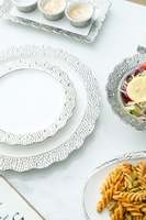 Ensemble de table en céramique blanche et argent, set simple de luxe, design moderne, assiettes, tasses et soucoupes, 1 pièce