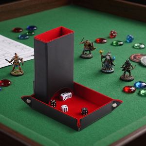 Caja de Almacenamiento 2 en 1 para Dados y Cartas, a Prueba de Polvo y Protectora, de Cuero PU, para Juegos de Cartas, Dados y RPG - Product Image 1