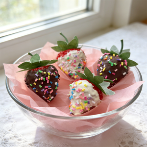 Mini Modèle Alimentaire Artificiel en Plastique Écologique à Motif Circulaire, en Forme de Fraise Entière avec Feuilles et Tiges, pour Desserts au Chocolat, Présentation et Cadeau - Product Image 5
