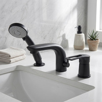 Nouvelle conception de robinet de douche à effet pluie en laiton poli, design moderne pour appartement et hôtel, ensemble de salle de bain à deux fonctions pour baignoire et lavabo