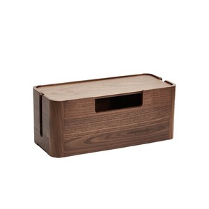 Boîte de rangement de câbles de bureau en bois de noyer, type rectangulaire, organisateur de bureau - Product Image 1