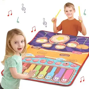 Samtoy 2 IN 1 Interaction Kid Activity Gym Toy Musical Instrument Jazz Drum Piano Music Blanket Baby Musical Play Mat For Infant