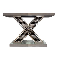 Vente en gros d'usine de meubles de couloir d'entrée grande table console victorienne en verre écrasé de diamants meubles de salon