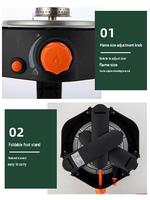 Réchaud à gaz portable multifonctionnel 2200W en acier, pliable, coupe-vent, pour camping individuel et pique-nique en extérieur, compatible propane/butane, simple à utiliser