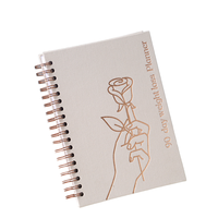 Logo Design Custom ized Beige Leinen Stoff bezug A4 A5 A6 Größe 90 Tage Gewichts verlust Planer Journal Notizbuch mit Spiral bindung