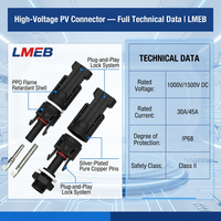 Boîtier de Combinaison pour Module Photovoltaïque DC 1000V-1500V avec Connecteurs Mâle-Femelle pour Câbles Électriques