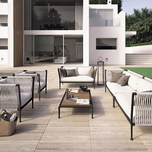 Ensemble de canapés de jardin d'extérieur en forme de L, structure en aluminium, résistant aux UV, en rotin PE imperméable, deux places, style nordique, combinaison de meubles - Product Image 4