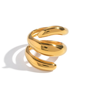 Anello YF8314 con Linea Rotante Aperta, <span class=keywords><strong>Personalità</strong></span> Unica, Placcato in Oro 18K, Impermeabile e Resistente allo Sbiadimento, in Acciaio Inossidabile - Product Image 4