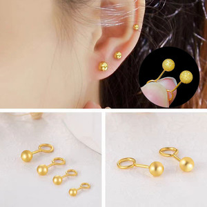 Pendientes de cartílago de acero inoxidable 316L |   Accesorios de Perforación de Bola Redonda con Rosca Externa, Acabado Mate y Pulido, Venta al por Mayor - Product Image 2