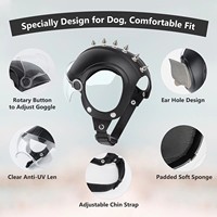 Casco de Seguridad para Perros con Gafas Integradas, Gorra de Motocicleta Estilo Punk, Protección para la Cabeza para Actividades al Aire Libre