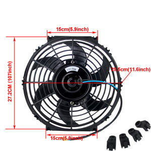 Ventilateur de refroidissement de voiture 14 pouces 12V 80W à pales courbes pour mise à niveau et modernisation, noir - Product Image 2
