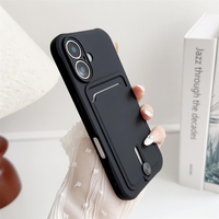 Étui de téléphone portable antichoc en TPU souple couleur bonbon avec porte-cartes pour iPhone 17 Air 16 15 Plus 18 14 13 12 PRO MAX 7 Plus SE
