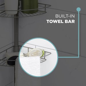 Vente flash Nouveau Organiseur de rangement d'angle en acier à 4 niveaux Étagère de douche télescopique Réglable Étanche Gain de place <span class=keywords><strong>Salle</strong></span> de <span class=keywords><strong>bain</strong></span> - Product Image 4