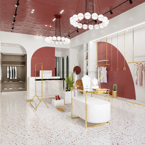 Moderno portatile stile semplice <span class=keywords><strong>boutique</strong></span> stand di abbigliamento espositore in acciaio indumento espositore design vestiti negozio di mobili - Product Image 5