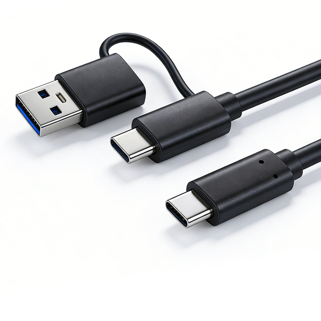 USB 3.1 Type-C C/A Combo 2-in-1 High Speed 10Gbps Pure Copper Braid PVC Eco-Friendly Camera Car Charging Data Cable Computer