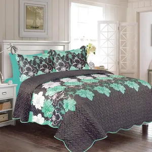 6件大号乡村艺术花艺设计床房间床单套装特大床绗缝床铺盖棉布套装