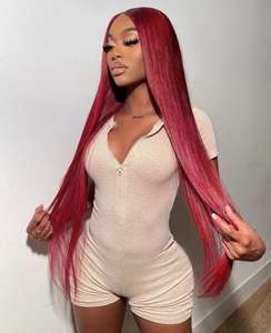 Parrucche per capelli umani anteriori <span class=keywords><strong>in</strong></span> pizzo colorato 99J parrucca frontale <span class=keywords><strong>in</strong></span> pizzo trasparente 13X4 bordeaux riccia profonda parrucca rossa vino Glueless per donna - Product Image 5