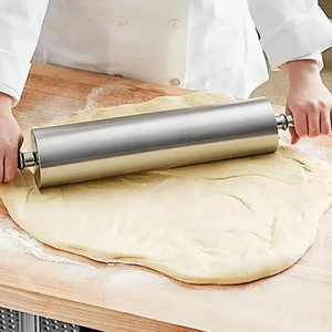 304 rouleau à pâtisserie en acier inoxydable Construction lisse ustensile de cuisine pour la cuisson de la pâte à Pizza - Product Image 4
