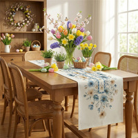 Chemin de table personnalisable en polyester et coton à motifs floraux printemps-été, 13x72 pouces, vente en gros