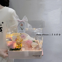 Boîte à fleurs transparente en PVC intégrée, pliable, avec poignée, pour l'arrangement de fleurs et de fruits