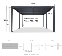 Gazebo de Aluminio para Exteriores, Techo Rígido Impermeable, para Patio, Jardín, Villa, Balcón, Resistente