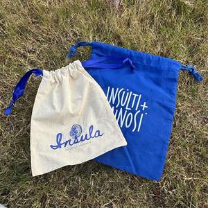 Factory Sale Wholesale Eco Friendly Dustproof Calico Blue Cotton <b>Drawstring</b> <b>Bag</b> with Logo Custom - Product Image 6