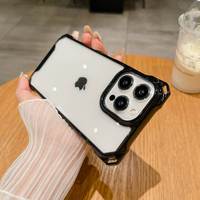 Coque de téléphone transparente en PC électroplaqué 2-en-1 anti-chute et antichoc pour 16/15Pro Max/14 Plus/8/7/XR/11/12/13