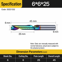 Fraise à queue en carbure monobloc à une dent, revêtement DLC, pour usinage CNC d'aluminium, acrylique, cuivre et métaux non ferreux