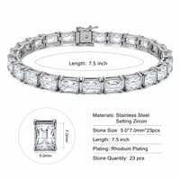 Offre Spéciale – Bracelet Tennis Unisexe en Acier Inoxydable Plaqué Rhodium avec Zircons Géométriques, Sertissage Griffe, Style Luxe Tendance – Idéal Cadeau