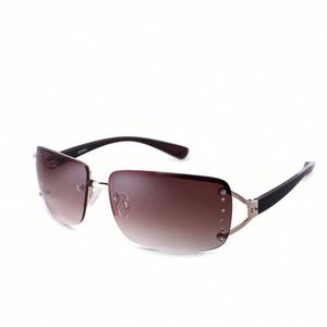 Gafas de Sol de Lujo Vintage al por Mayor, de una Sola Pieza, con Lentes Grandes, Montura sin Aro con Cristales de Diamante para Mujer - Product Image 6