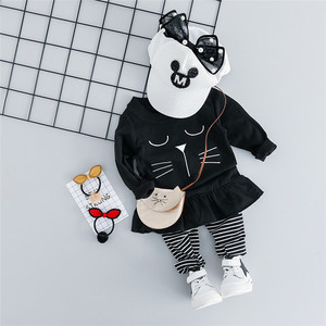 Fashion Clothing Cartoon <b>Cat</b> <b>T</b>-Shirt and Leggings Factory Manufacturer in Ahmedabad for Little Girls - Product Image 3