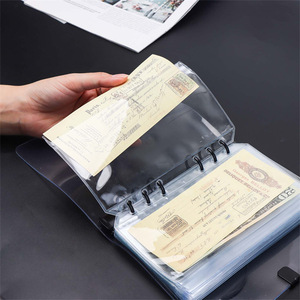 Busta organizer trasparente in PVC A5 A6 A7 con cerniera, per raccoglitore a spirale, con busta per contanti, senza cerniera a cursore per l'inserimento di documenti - Product Image 4