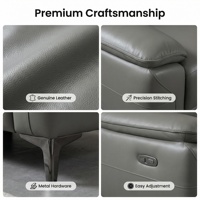 Canapé droit trois places en cuir véritable de style nordique moderne, rembourrage en éponge, design ergonomique, revêtement durable, acier inoxydable, pour appartement