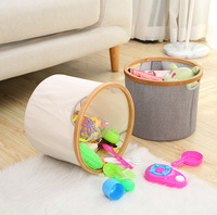 Panier à linge circulaire pliable en bambou de gros pour la collecte des serviettes et des vêtements sales