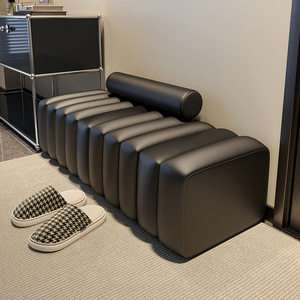 Banco para cambiar zapatos, banco largo tipo sofá, reposapiés antideslizante, diseño contemporáneo, material de algodón, requiere ensamblaje - Product Image 5