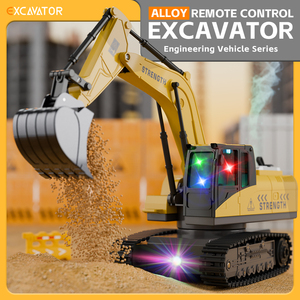 Excavatrice RC en alliage HW-Y1803 <span class=keywords><strong>de</strong></span> haute qualité, <span class=keywords><strong>jouet</strong></span> <span class=keywords><strong>de</strong></span> construction multi-terrain avec pulvérisation, musique et lumières, adapté aux enfants - Product Image 5