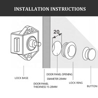 Mini serrure à bouton-poussoir carrée sans clé pour camping-car armoire à tiroirs caravane meubles accessoires intérieurs