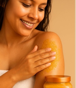 Exfoliante de Azúcar para Rostro y Cuerpo con Cúrcuma, Etiqueta Personalizada, 4oz, Exfoliante Aclarante para Manchas Oscuras, Vegano, Cuidado Natural de la Piel, OEM/ODM - Product Image 3