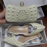 Abendtaschen Clutch Luxus Perlen Hochzeitsschuhe und Handtaschen-Set Kristall Clutch Handtasche Italienische Schuhe und Taschen Passend für Damen Set