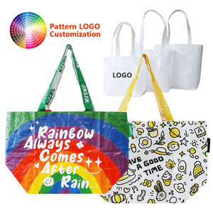 Manufacturer Supported Custom Full Color Printing Logo Durable Eco Handbag and Tote Bag Reusable PP Woven Shopping Plastic Bag