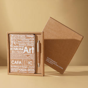 カスタムロゴプロモーション高級ギフトアイテムノートブックビジネスセットコルクブラウン環境にやさしいノートブックギフトセット - Product Image 2