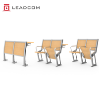 LEADCOM LS-423 Chaise de conférence moderne avec accoudoirs en bois, chaise de salle de conférence à plateau relevable en contreplaqué, pour salle de classe universitaire à niveaux