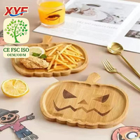 Plateau en bois massif fait main en forme de citrouille, esthétique et pratique, pour servir des bonbons d'Halloween lors de fêtes et offrir en cadeau festif