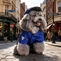 Conjunto de Disfraz Divertido para Perro con Sombrero y Esposas, Uniforme Azul de Poliéster para Perros Pequeños, Disfraz para Fiesta de Halloween