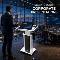 Pupitre intelligent VISLAT en aluminium et acier avec écran LCD 22 pouces, roulettes et solution tactile Android pour affichages interactifs