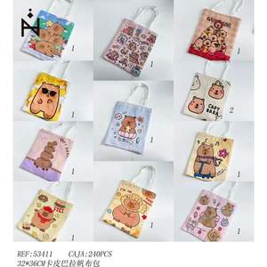 Borsa Tote in Tela Capibara 32x36cm con Motivo Caramelle, Design alla Moda, Borsa da Shopping per Donne - Product Image 1