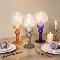 Lampe porte-bougie en verre dépoli style méduse vintage, faite à la main en Chine, en forme de lampe, décoration esthétique rétro européenne pour table à manger et maison