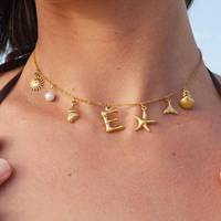 Bijoux fantaisie plaqués or 18 carats en acier inoxydable, collier avec pendentif en forme d'étoile, de coquillage, de lettre, de coquillage, de conque, de coquillage étoilé pour femmes