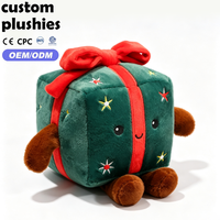 Coffret Cadeau de Noël Très Vendu : Peluche Verte avec Grand Nœud Rouge et Étoiles Brodées – Idéal pour Enfants