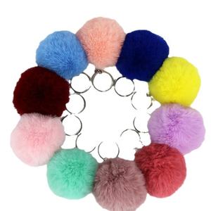 Porte-clés en peluche <span class=keywords><strong>de</strong></span> lapin en gros, couleur or faux, pompons, fourrure <span class=keywords><strong>de</strong></span> lapin artificielle, porte-clés moelleux - Product Image 2